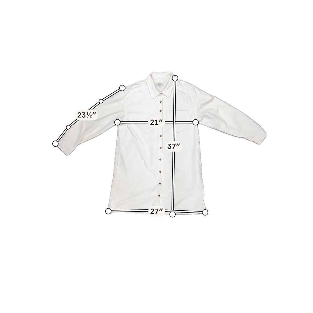 Madewell Cream Corduroy Button Down Shirt Dress Long Sleeve Pockets Womens L - Picture 10 of 11